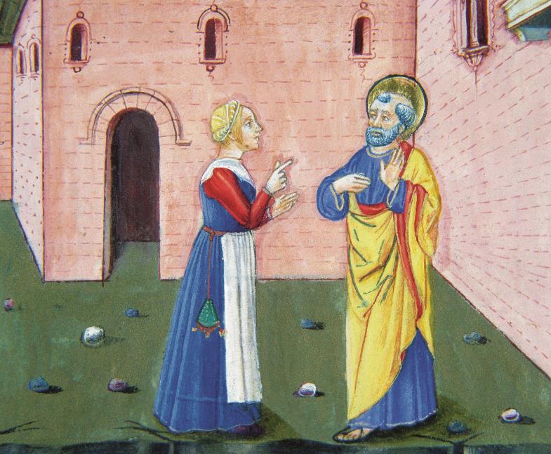 …und Petrus, der seinen Herrn verleugnet (italienische Buchmalerei, 15. Jhd.)