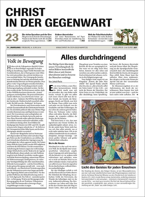 CHRIST IN DER GEGENWART 71. Jahrgang (2019) Nr. 23/2019