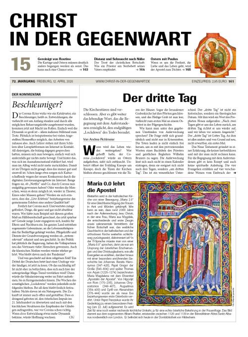 CHRIST IN DER GEGENWART 72. Jahrgang (2020) Nr. 15/2020