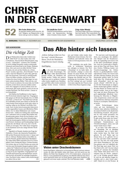 CHRIST IN DER GEGENWART 72. Jahrgang (2020) Nr. 52/2020