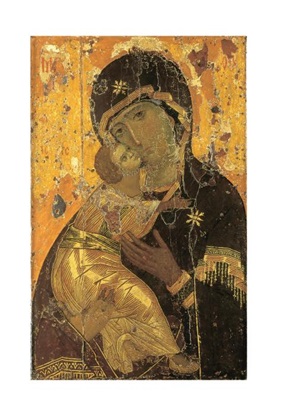 Gottesmutter von Wladimir – „Wladimirskaja“ (Eitempera auf Lindenholztafel 104x69 cm, Bildfeld 78x55 cm)