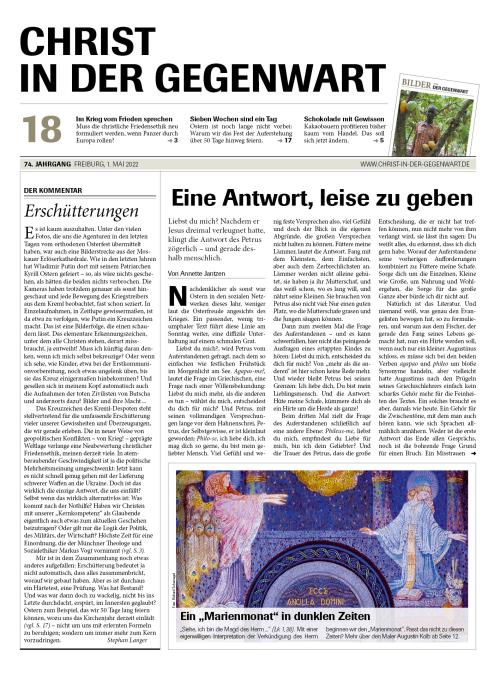 CHRIST IN DER GEGENWART 74. Jahrgang (2022) Nr. 18/2022