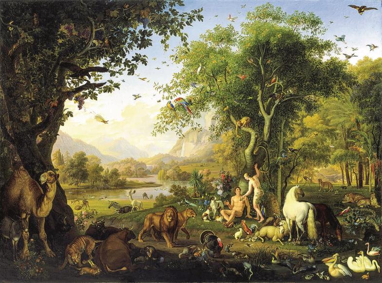 Der Schlüssel zum Paradies oder eine verbotene Versuchung? Mit der Gentechnik verbinden sich Hoffnungen und Sorgen. („Adam und Eva im Garten Eden“, Johann Wenzel Peter)