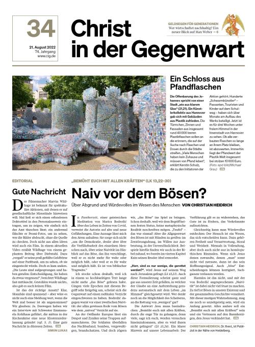 CHRIST IN DER GEGENWART 74. Jahrgang (2022) Nr. 34/2022