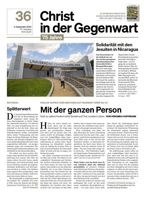 CHRIST IN DER GEGENWART 75. Jahrgang (2023) Nr. 36/2023