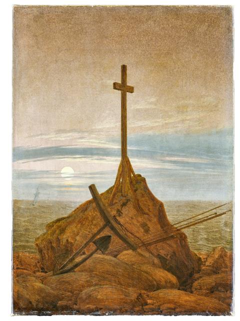 Caspar David Friedrich, „Kreuz an der Ostsee“, GK I 30203 (44,70 x 32 cm, © SPSG Berlin-Brandenburg / Foto: Wolfgang Pfauder)