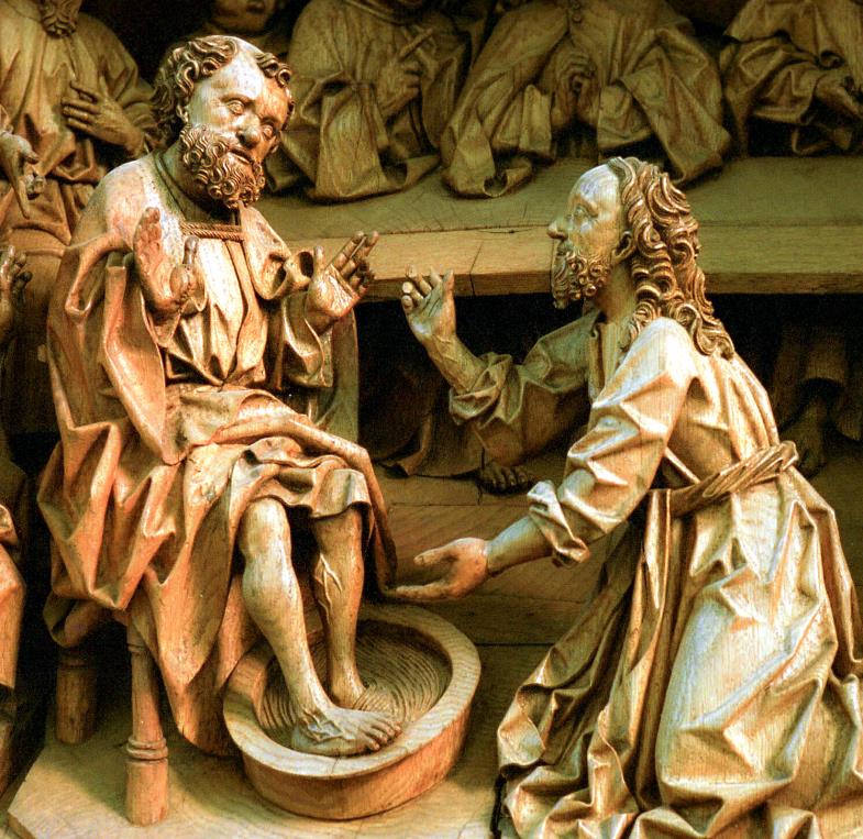 Ausschnitt mit Fußwaschung aus der Predella des Hochaltares von Meister Arnt (Foto: KNA)