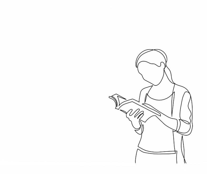 Strichzeichnung einer lesenden Frau