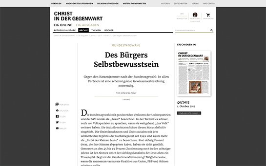 CHRIST IN DER GEGENWART: Artikel