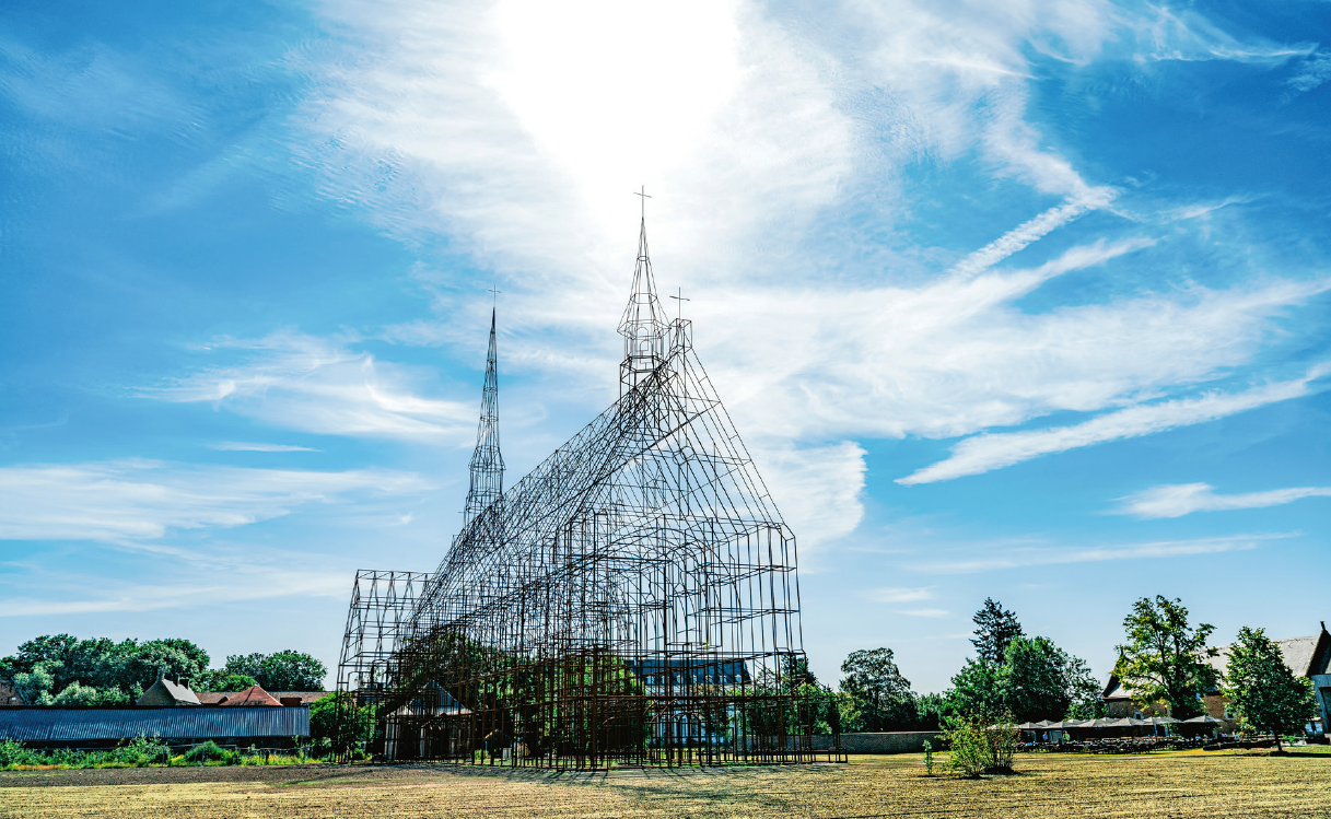Kirchenraum aus dünnen Linien