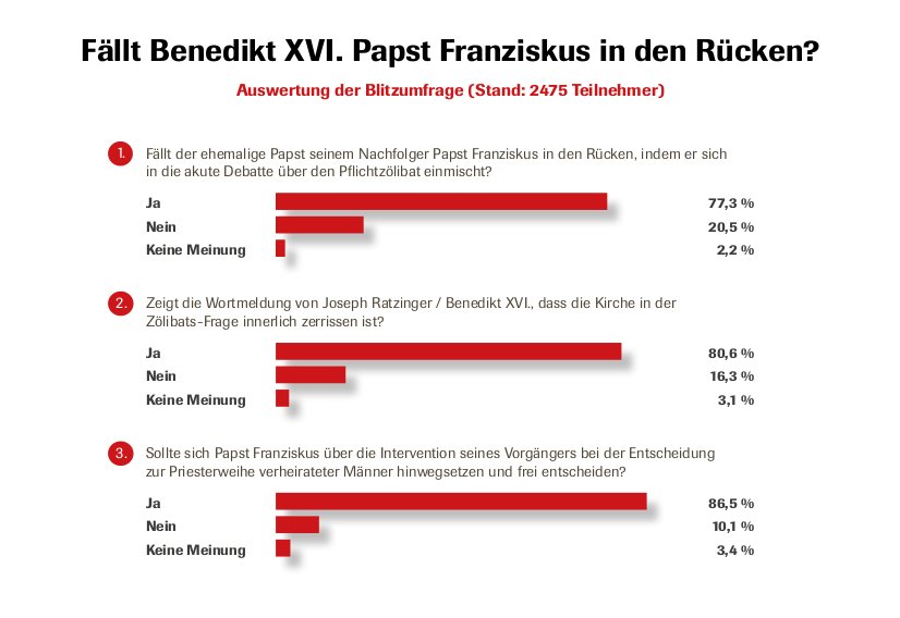 Auswertung der CIG-Redaktionsumfrage: Fällt Benedikt XVI. Papst Franziskus in den Rücken?