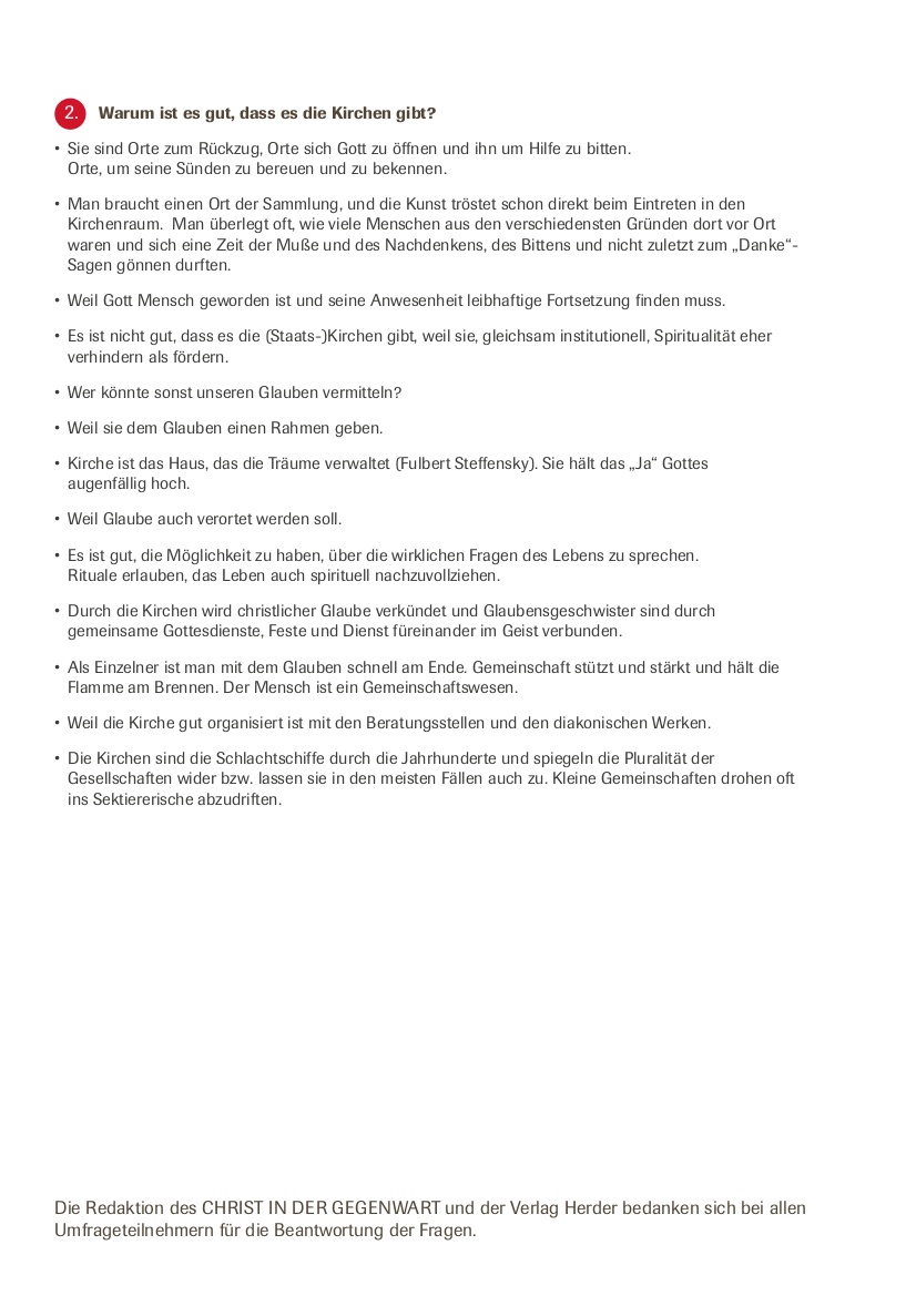 Warum Christ sein: Auswertung einer Umfrage des CHRIST IN DER GEGENWART