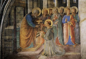 Fra Angelico, Cappella Niccolina: Petrus weiht Stephanus zum Diakon