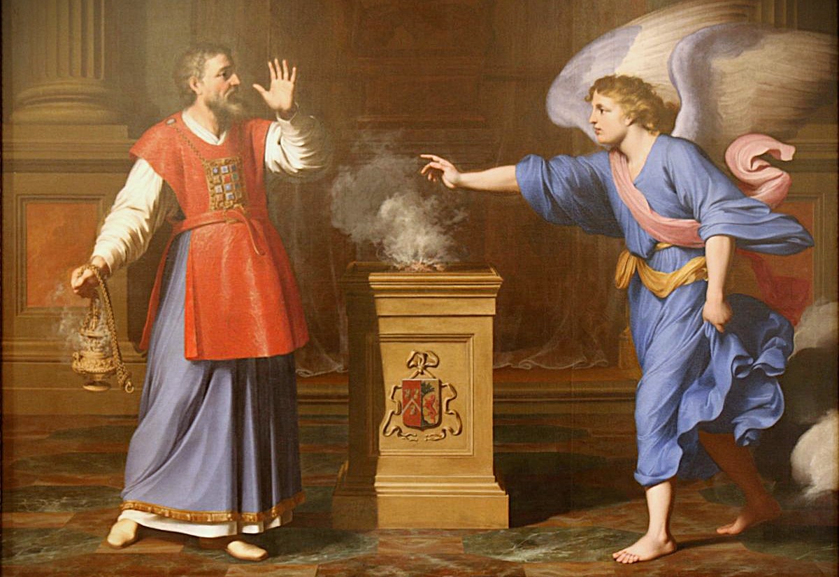 Reynaud Levieux: Der Erzengel Gabriel erscheint dem heiligen Zacharias, 1663 (Ausschnitt)