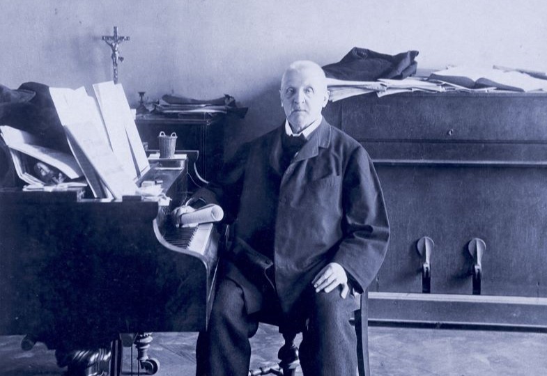 Anton Bruckner in seiner Wohnung in der Heßgasse, Wien. Fotografie Ludwig Grillich, 1890