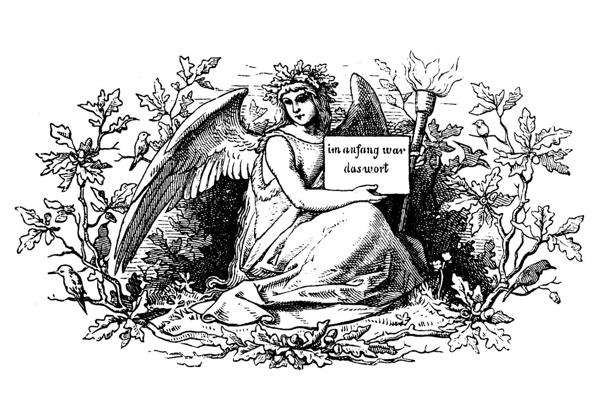 Titelvignette Ludwig Richters zum Ersten Band des Deutschen Wörterbuchs von Jacob und Wilhelm Grimm, 1854 