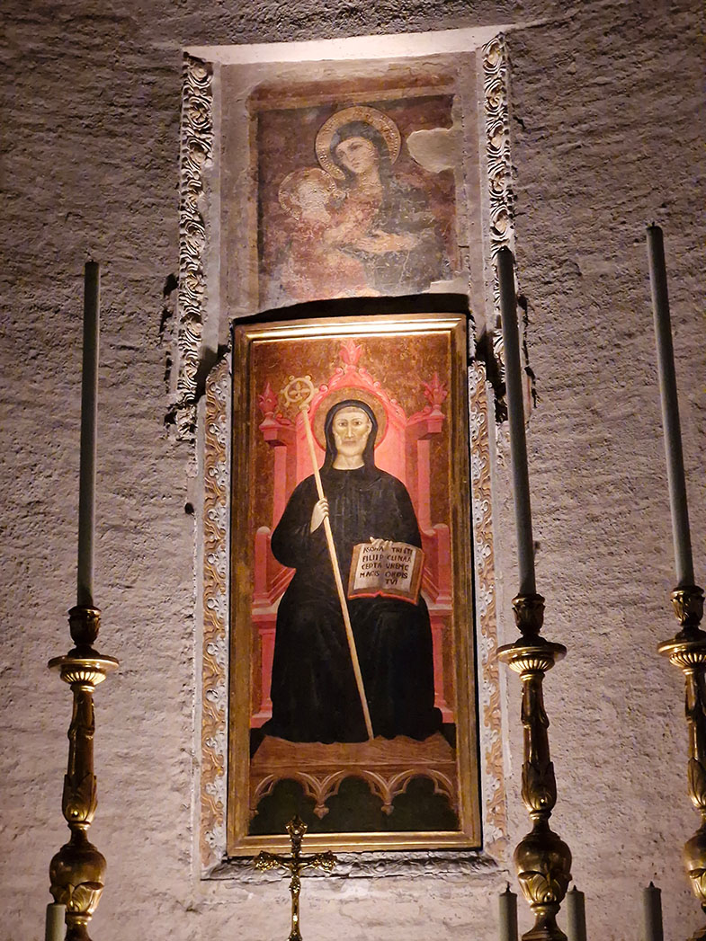 Darstellungen des heiligen Benedikt und der Muttergottes in der Apsis von San Benedetto in Piscinula in Rom