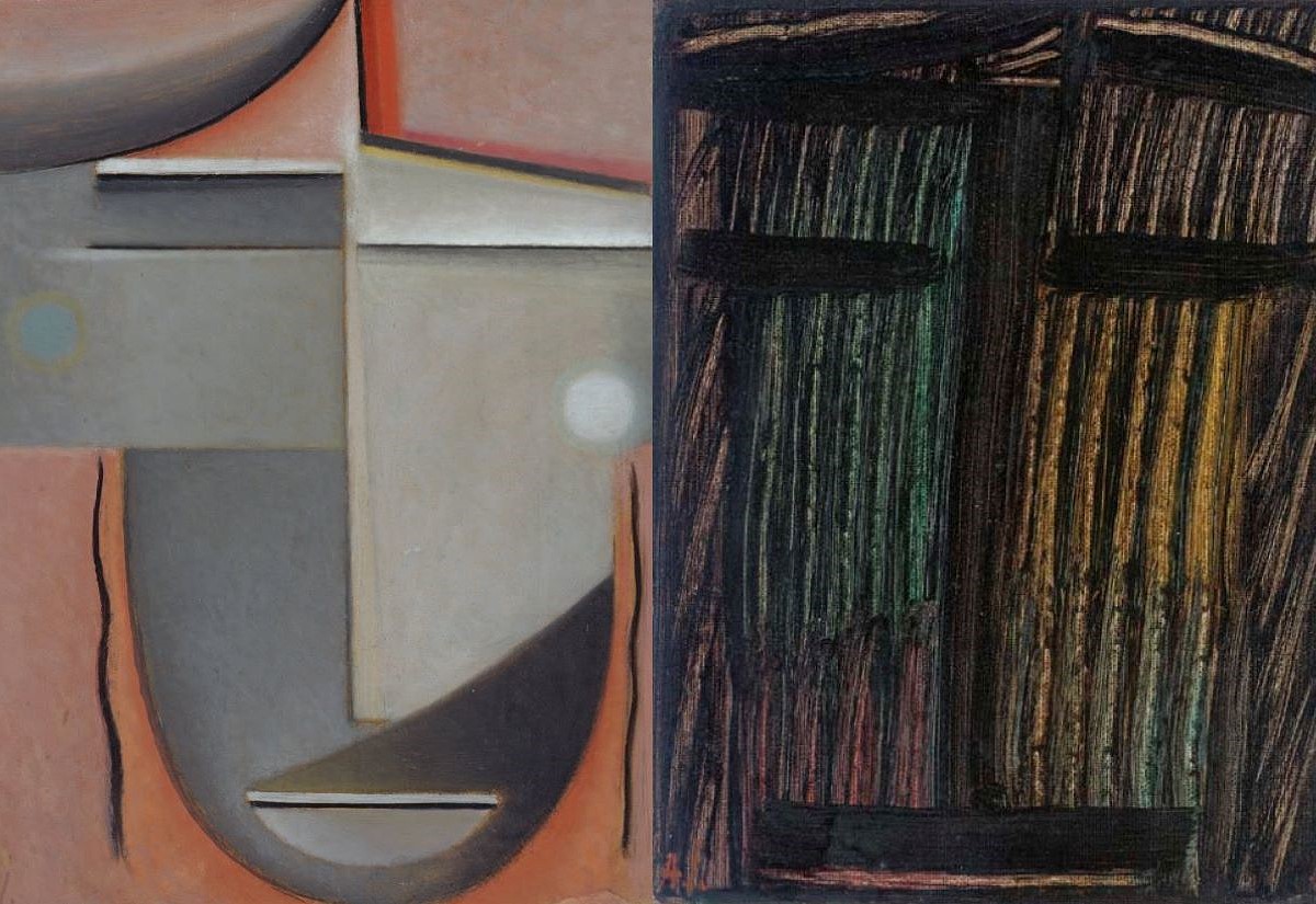 Alexej von Jawlensky: Abstrakter Kopf. Liebe. 1925 (links), und Grosse Meditation. Im Dickicht. 1937 (rechts)