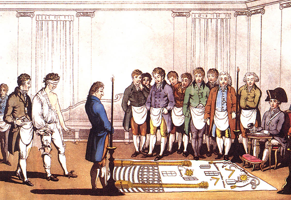 Initiation eines Suchenden in die Freimaurerei, um 1800