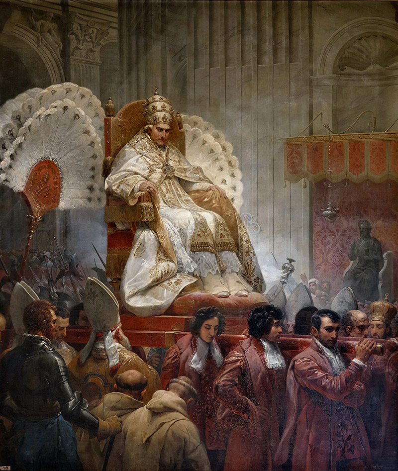  Horace Vernet (1789–1863): Pie VIII porté dans la basilique de Saint-Pierre à Rome
