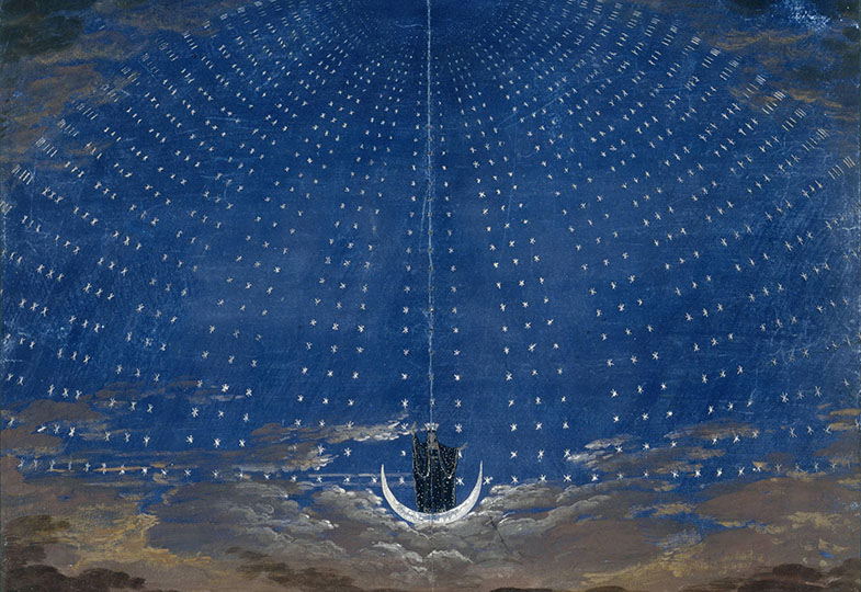 Karl Friedrich Schinkel (1781-1841): Die Sternenhalle der Königin der Nacht, Bühnenbildentwurf (1815)