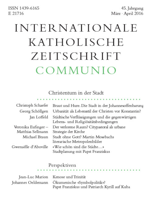 Communio. Internationale katholische Zeitschrift 2/2016