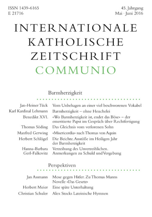 Titelseite Communio. Internationale katholische Zeitschrift 3/2016