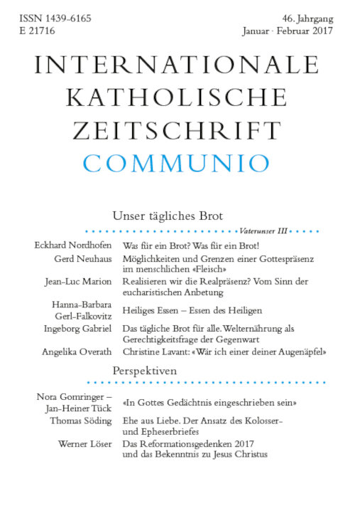 Communio. Internationale katholische Zeitschrift 1/2017
