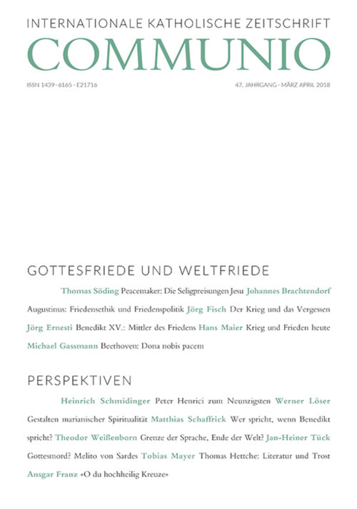 Titelseite Communio. Internationale katholische Zeitschrift 2/2018
