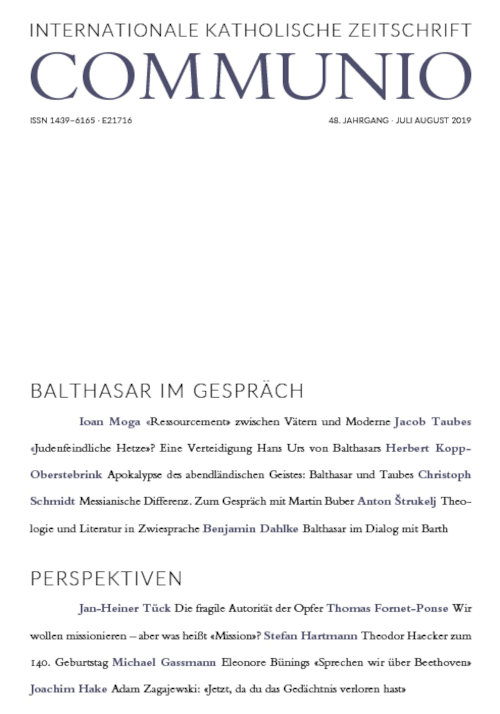 Titelseite Communio. Internationale katholische Zeitschrift 4/2019