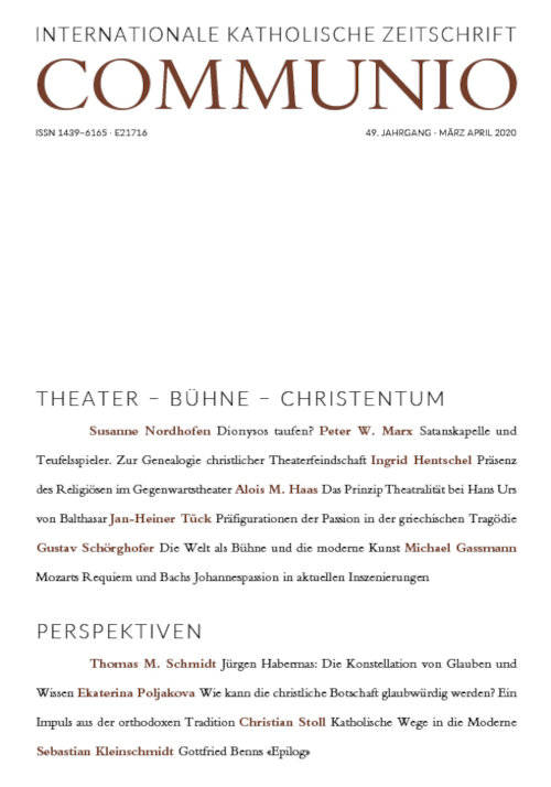 Titelseite Communio. Internationale katholische Zeitschrift 2/2020