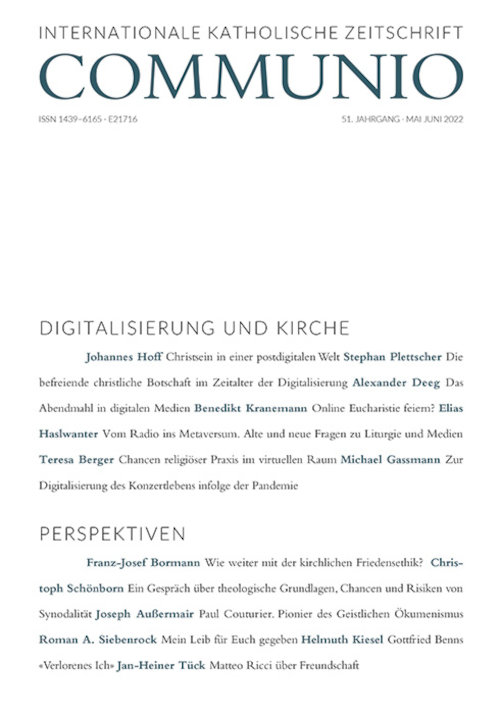Titelseite Communio. Internationale katholische Zeitschrift 3/2022
