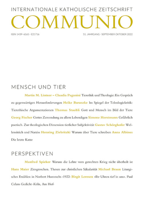 Titelseite Communio. Internationale katholische Zeitschrift 5/2022