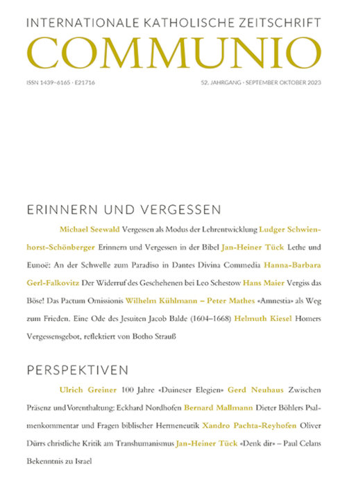 Titelseite Communio. Internationale katholische Zeitschrift 5/2023