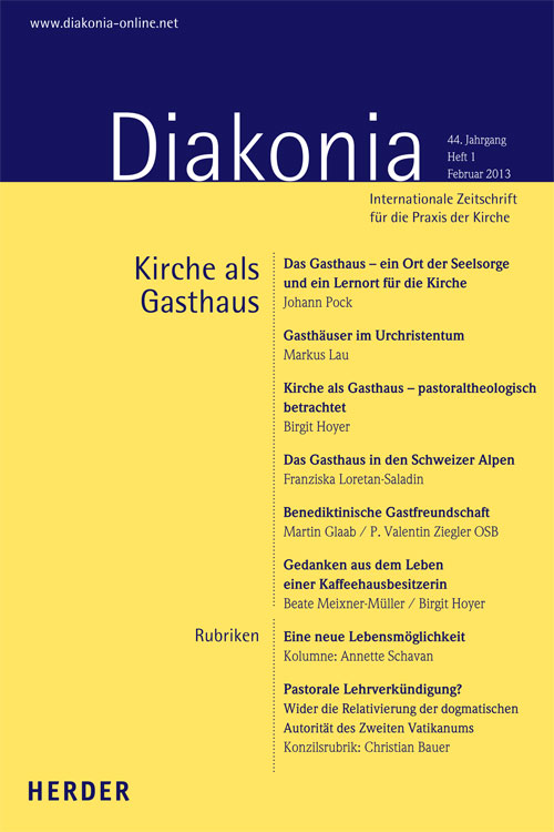 Titelseite: Diakonia. Internationale Zeitschrift für die Praxis der Kirche 44 (2013) Heft 1