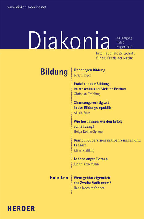 Titelseite: Diakonia. Internationale Zeitschrift für die Praxis der Kirche 44 (2013) Heft 3