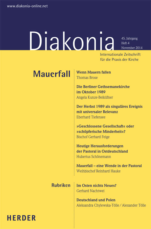 Diakonia. Internationale Zeitschrift für die Praxis der Kirche 45 (2014) Heft 4