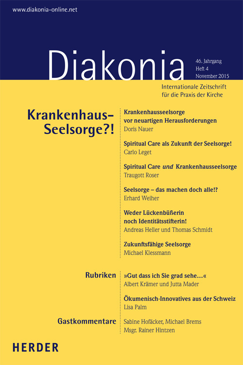 Titelseite: Diakonia. Internationale Zeitschrift für die Praxis der Kirche 46 (2015) Heft 4