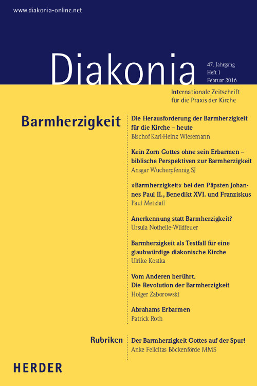 Titelseite: Diakonia. Internationale Zeitschrift für die Praxis der Kirche 47 (2016) Heft 1