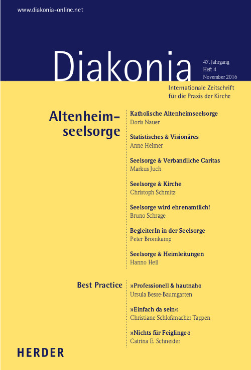 Titelseite: Diakonia. Internationale Zeitschrift für die Praxis der Kirche 47 (2016) Heft 4