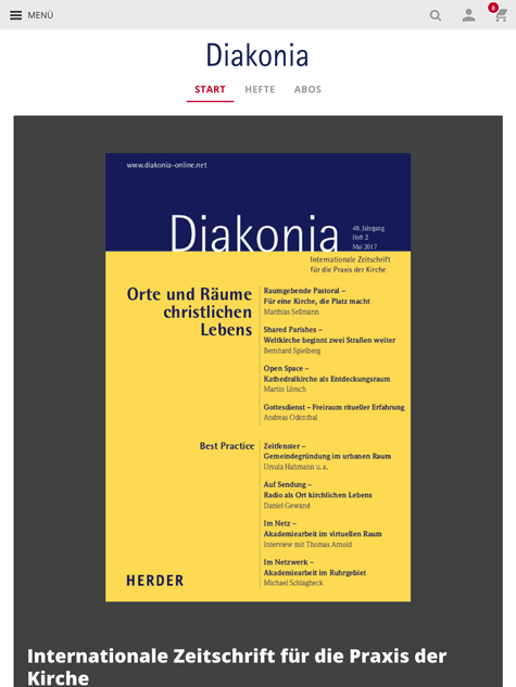 Diakonia online: Tablet-Ansicht