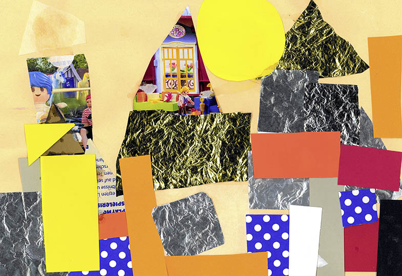 Collage aus Recyclingmaterialien