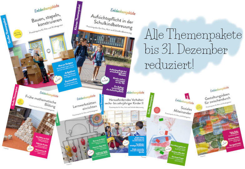 Unterschiedliche Themenpakete der Entdeckungskiste.