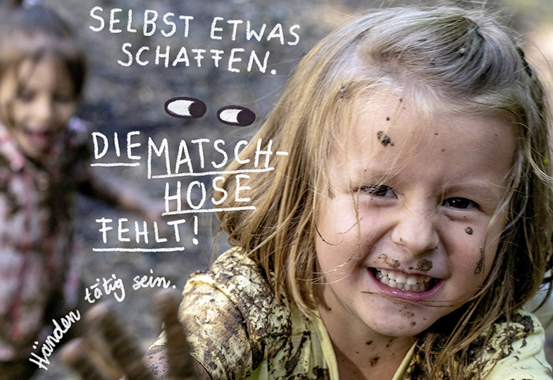 Kind mit Schlamm im Gesicht