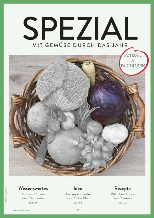 Entdeckungskiste 1/2018, SPEZIAL Mit Gemüse durch das Jahr: Rotkohl und Pastinaken