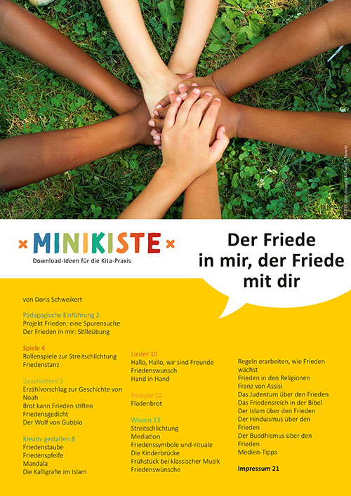Titelseite Entdeckungskiste Projektidee: Der Friede in mir - der Friede in dir. Ein Projektvorschlag zum Thema "Frieden"