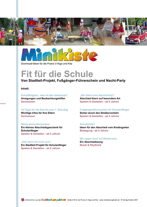 Titelseite Entdeckungskiste Projektidee: Fit für die Schule