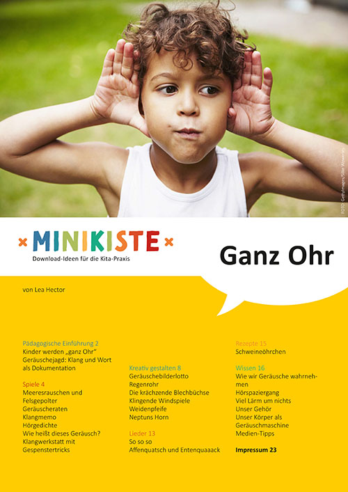 Titelseite Entdeckungskiste Projektidee: Ganz Ohr. Ein Projektvorschlag zur auditiven Wahrnehmung