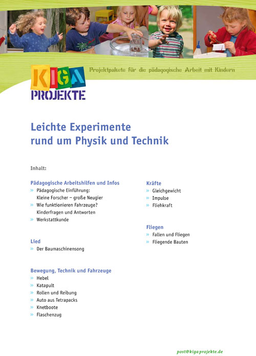 Titelseite Entdeckungskiste Projektidee: Leichte Experimente rund um Physik und Technik in der Kita