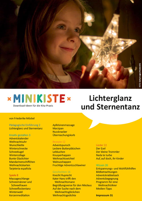 Titelseite Entdeckungskiste Projektidee: Lichterglanz und Sternentanz. Ein Ideenpaket für die Weihnachtszeit in der Kita